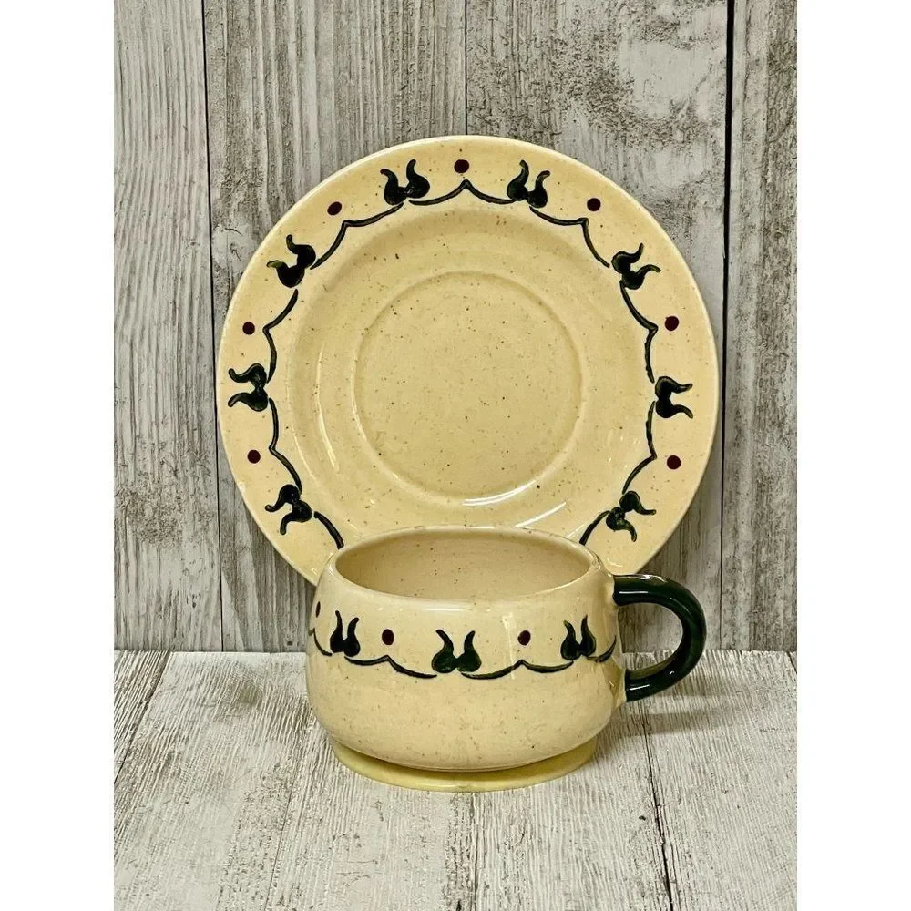 Vintage Metlox Poppy Trail Homestead Provincial Flat Cup and Saucer 7 Sets